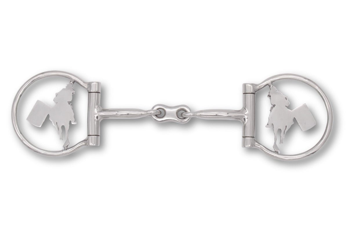 Westerngebiss D-Ring Wassertrense doppelt gebrochen mit Barrel-Racing-Motiv 12,5 cm