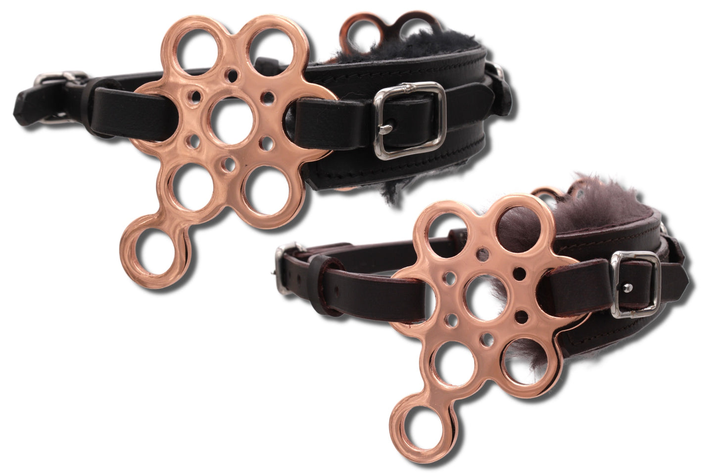 Hackamore Flower rosegold mit Lammfell, gebisslose Zäumung,