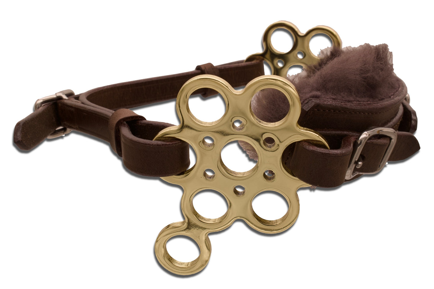 Hackamore Flower goldfarben, mit Lammfell, gebisslos