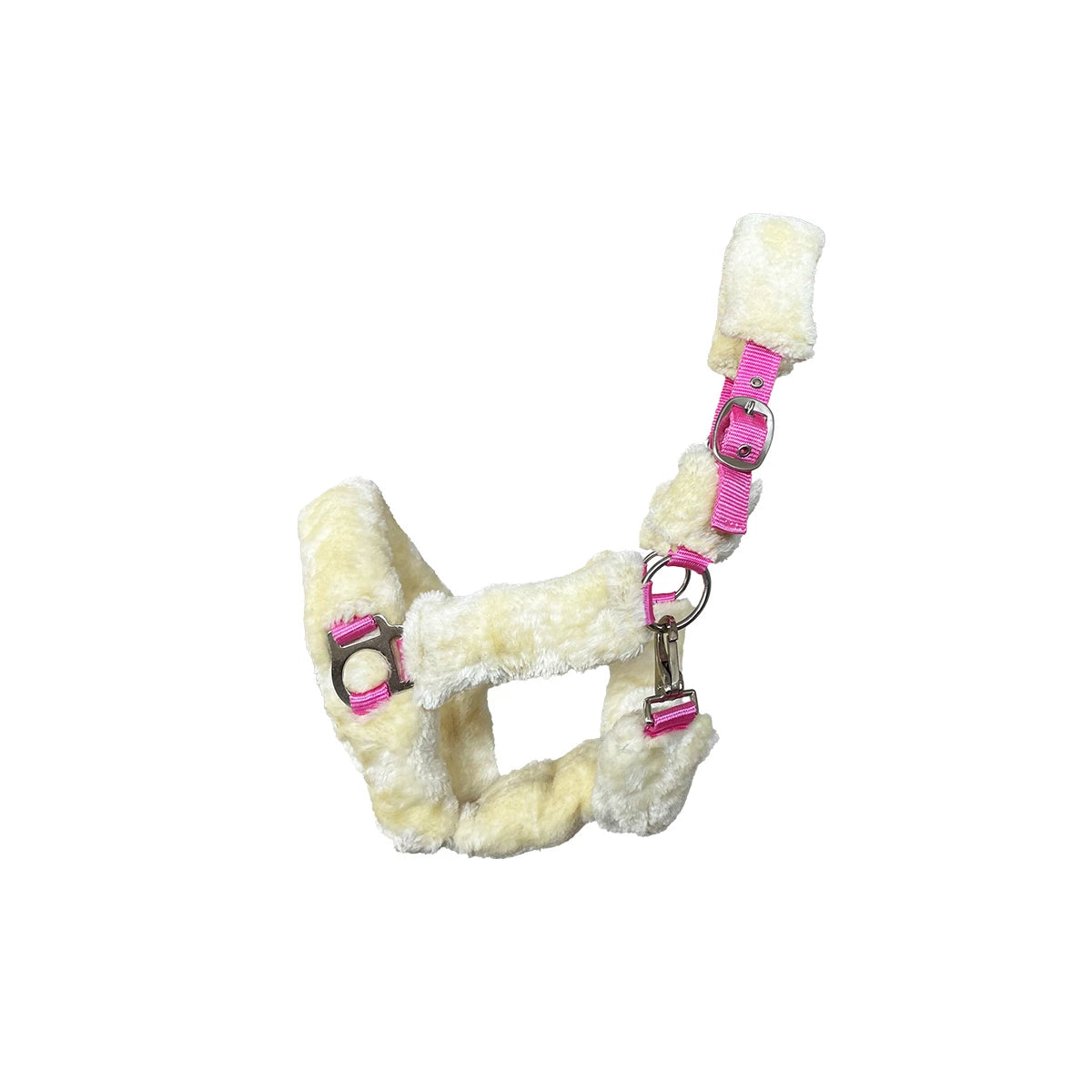 Kunstfellhalfter"Fuzzy" pink-natur