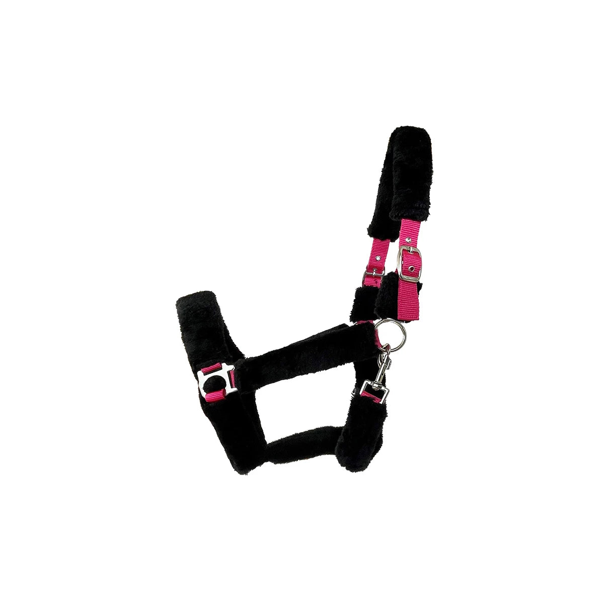 Kunstfellhalfter "Fuzzy"magenta-schwarz Full