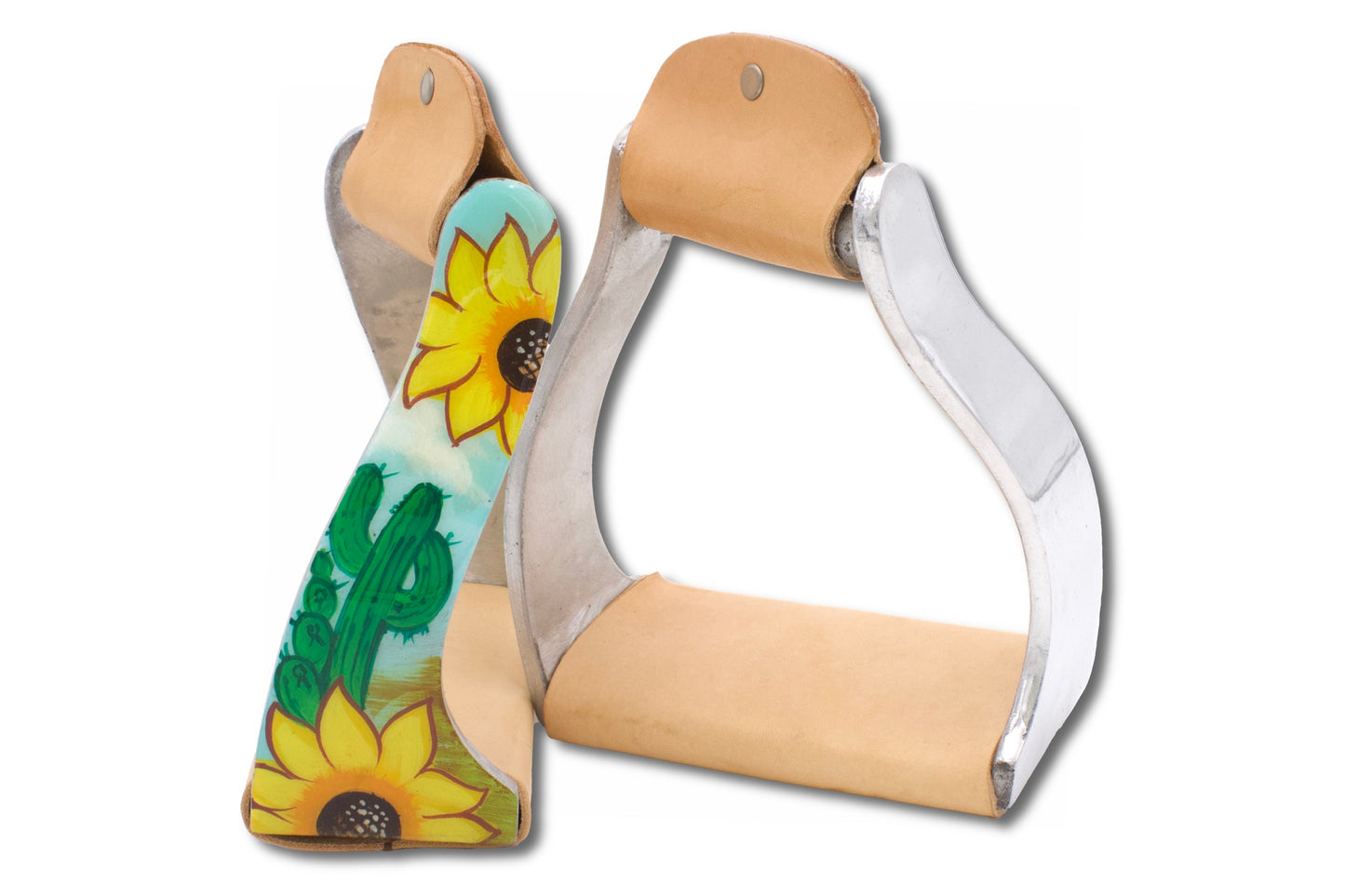 Gedrehte Westernsteigbügel sunflower and cactus, twisted Aluminium