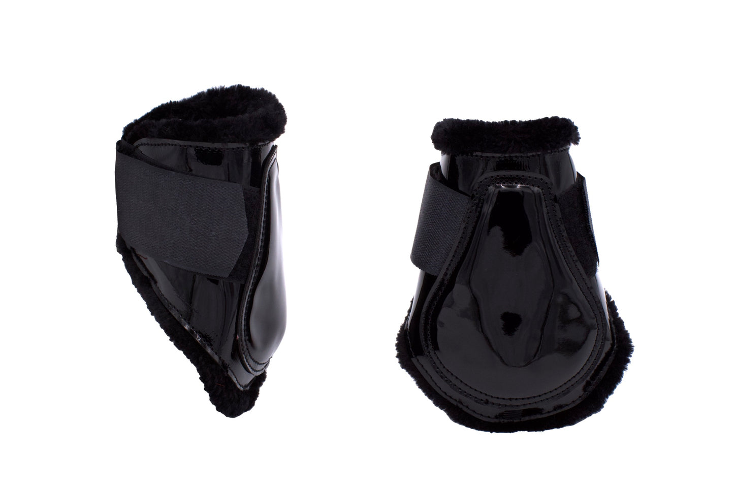 Gamaschen und Streichkappen lack schwarz, Springgamaschen 4er Set,