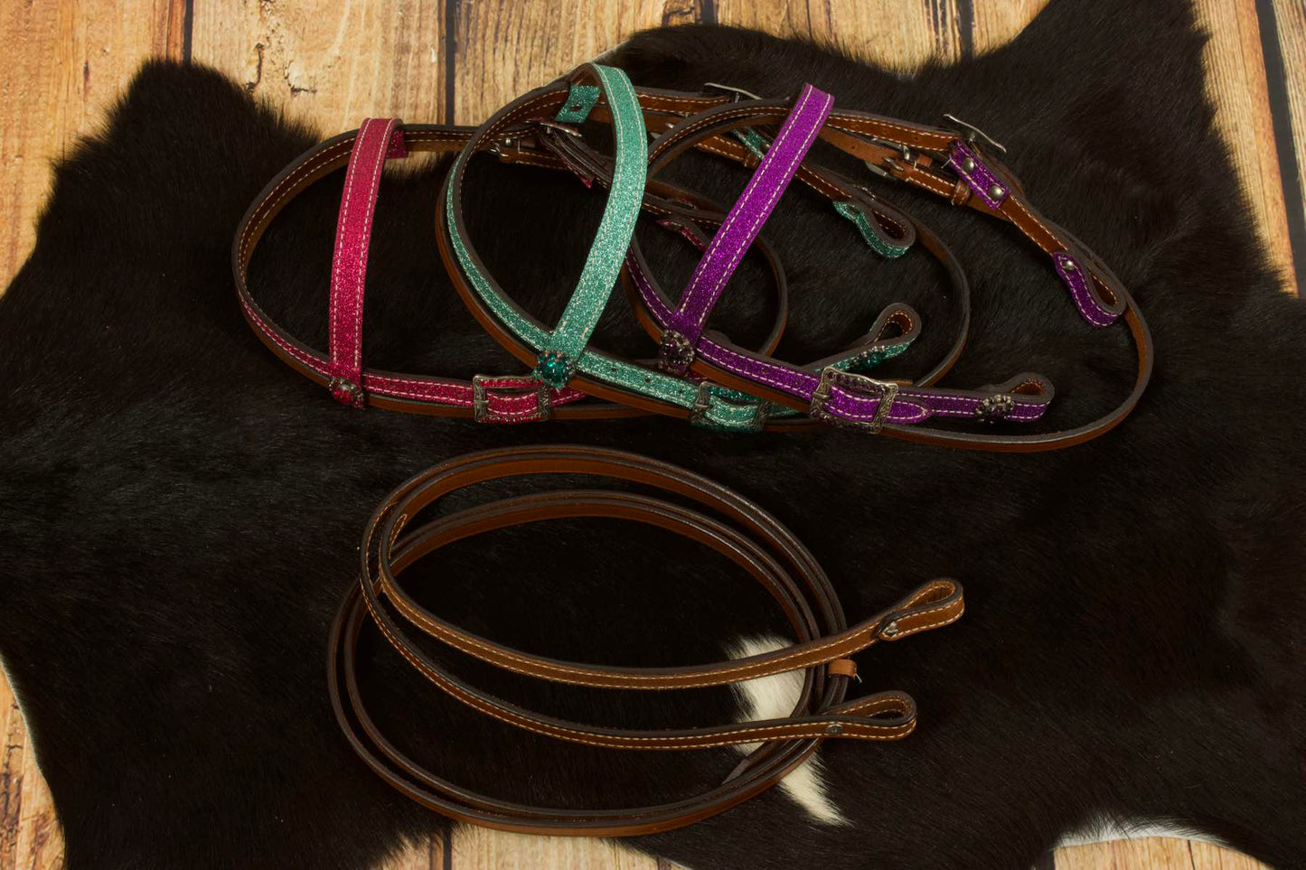 Minishetty / Shetty Glitzer Westernset, Kopfstück und Vorderzeug,