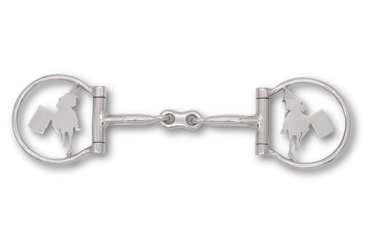 Westerngebiss D-Ring Wassertrense doppelt gebrochen mit Barrel-Racing-Motiv 12,5 cm
