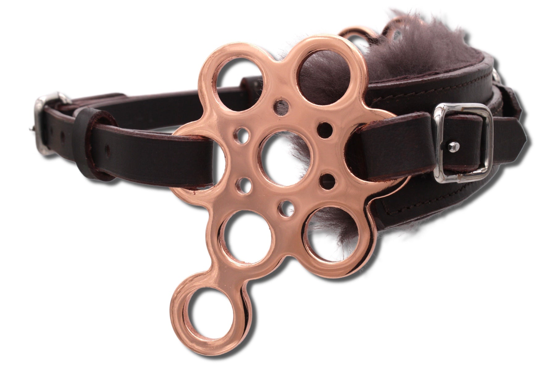 Hackamore Flower rosegold mit Lammfell, gebisslose Zäumung