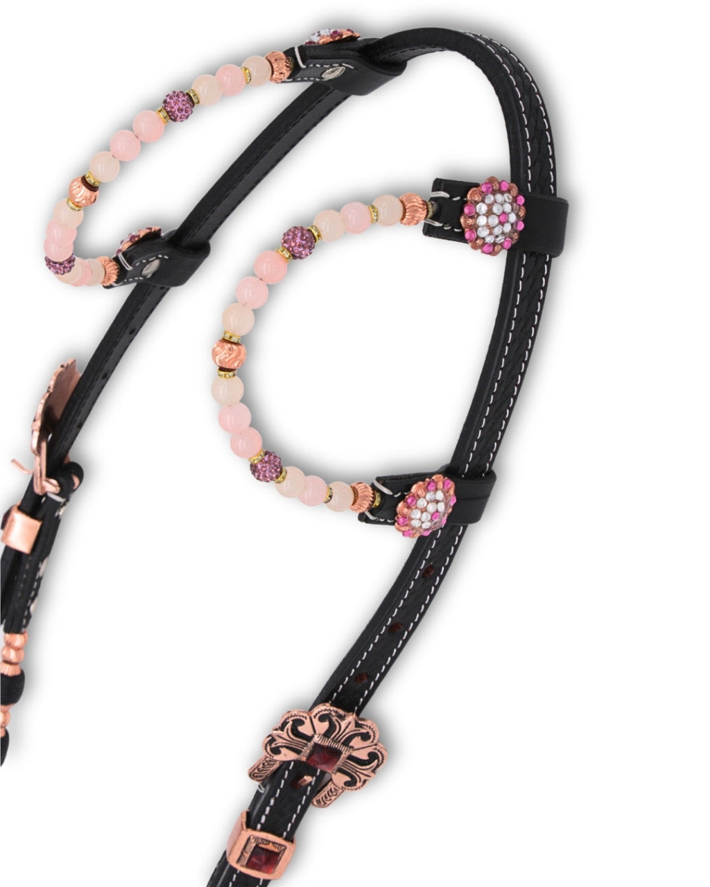 Zweiohr Westerntrense Schwarz Rosegold mit Perlen-Earloop
