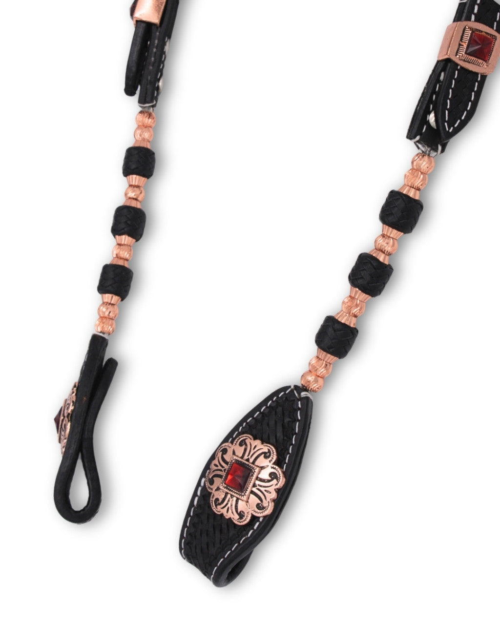 Zweiohr Westerntrense Schwarz Rosegold mit Perlen-Earloop