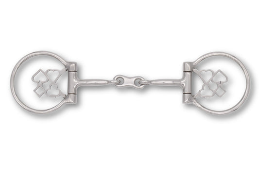 Westerngebiss D-Ring Wassertrense doppelt gebrochen mit Poker-Motiv 12,5 cm