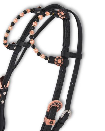 Super Soft Westerntrense Zweiohr Rosegold/Schwarz mit Kehlriemen