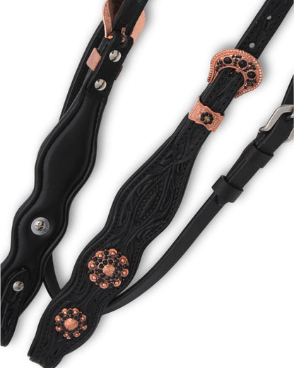 Super Soft Westerntrense Zweiohr Rosegold/Schwarz mit Kehlriemen