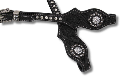 Kaltblut Zweiohr Westerntrense schwarz/weiß mit Perlen-Earloop