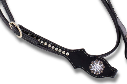 Elegante Westerntrense schwarz mit klaren Strasssteinchen,
