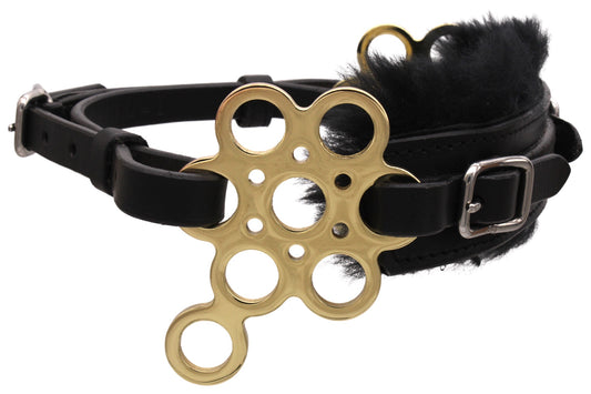 Hackamore Flower goldfarben, mit Lammfell, gebisslos