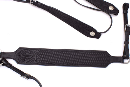 Kaltblut Westerntrense, Set aus Kopfstück und Vorderzeug, schwarz, allblack,