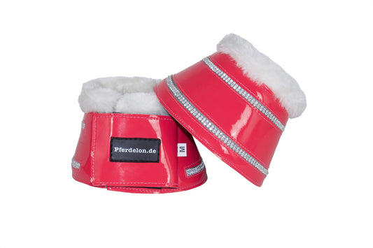 Hufglocken mit zwei doppelten Reihen Strasssteinen, pink, Lack
